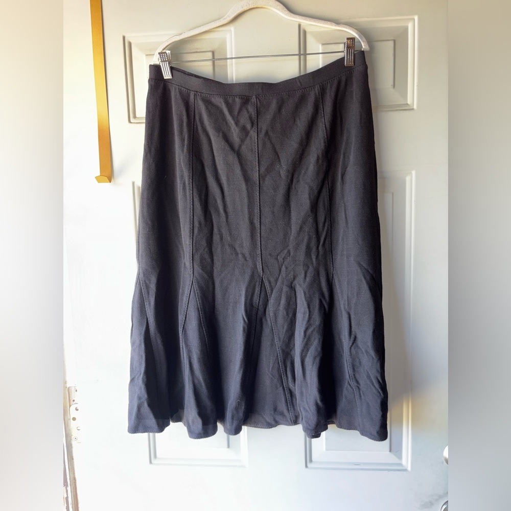 Eileen Fisher black wool blend flared skirt size 1X